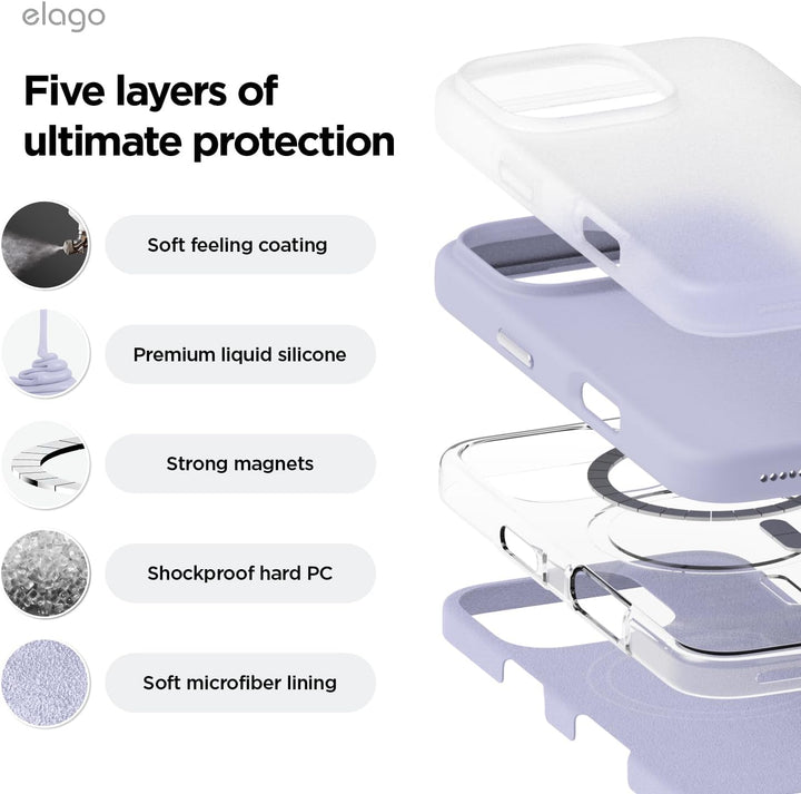 elago Magnetisch Silikon Hülle Kompatibel mit iPhone 16 Pro Max Hülle 6,9 Zoll, Kompatibel mit Allen