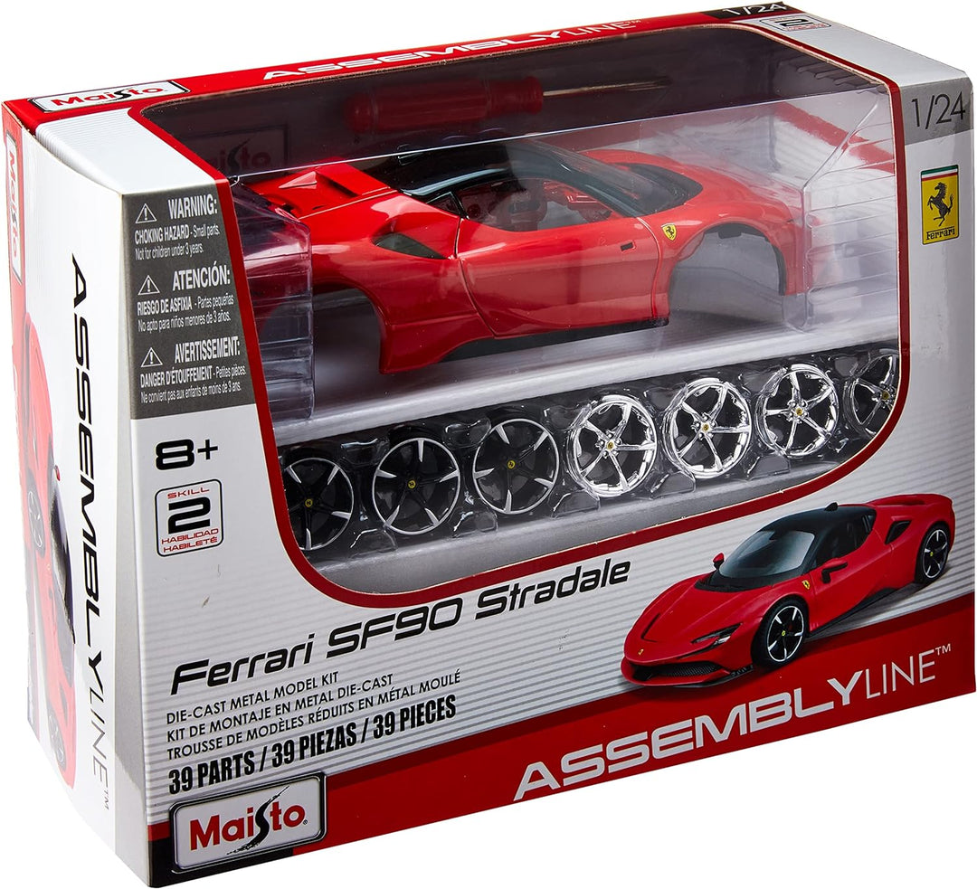 Maisto M39137 Modellbausatz Druckguss Massstab 1:24 Ferrari SF90 STRADALE KIT, Verschiedene Designs