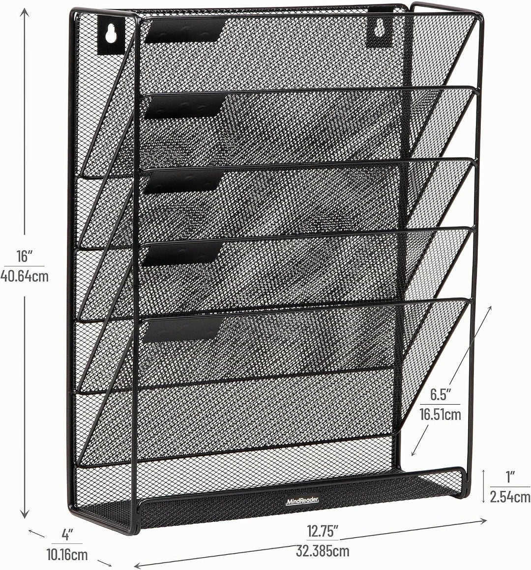 Mind Reader Stacked Dokumentenhalter zur Wandmontage, Papierablage, Aktenablage, Büro-Organizer, 6 F