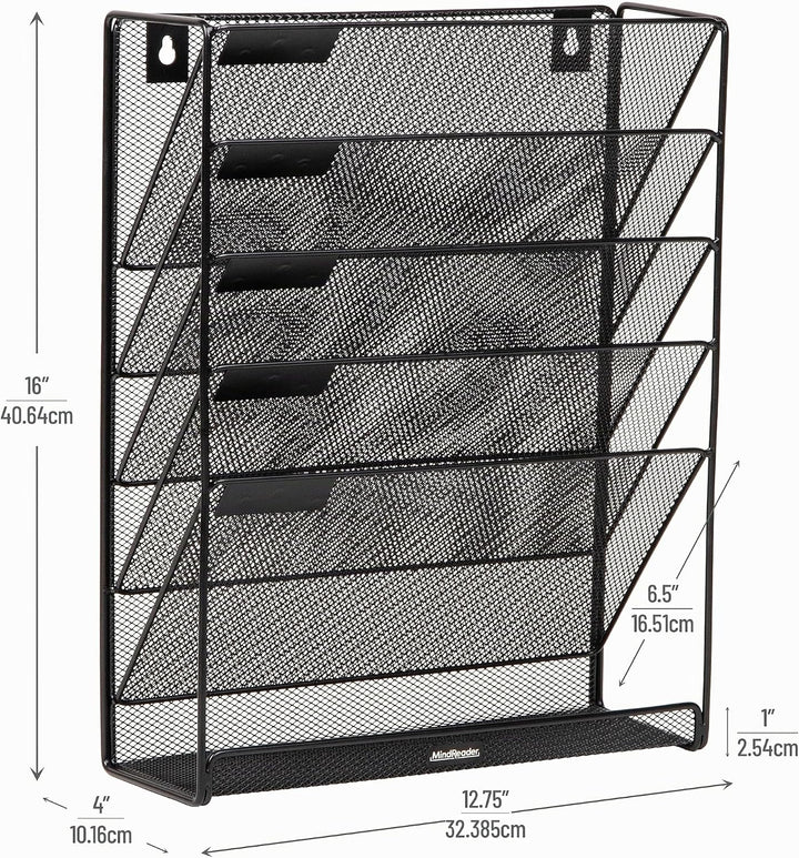 Mind Reader Stacked Dokumentenhalter zur Wandmontage, Papierablage, Aktenablage, Büro-Organizer, 6 F