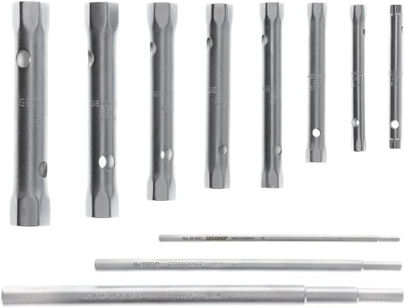 GEDORE Doppelsteckschlüssel-Satz, Set 8-tlg, Hohlschaft, 6-kant, mit 3 Drehstiften, Werkzeug, Stahl