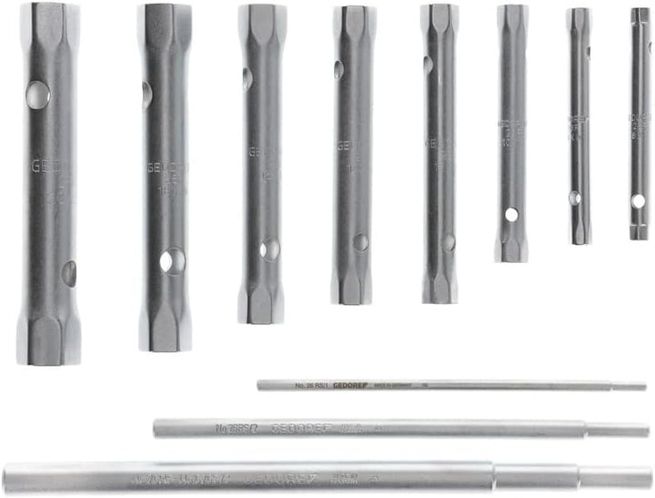 GEDORE Doppelsteckschlüssel-Satz, Set 8-tlg, Hohlschaft, 6-kant, mit 3 Drehstiften, Werkzeug, Stahl