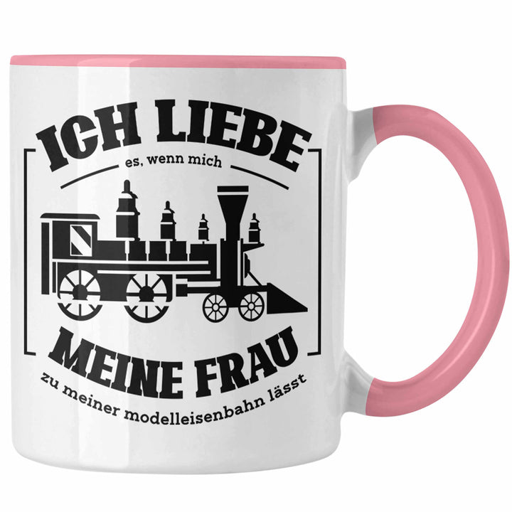 Trendation - Lustige Modelleisenbahn Tasse Geschenk für Eisenbahner (Rosa), Rosa
