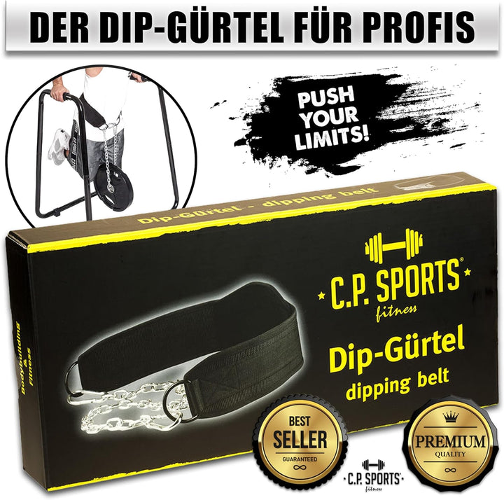 C.P.Sports Dip-Gürtel Standard | Dipgürtel – Dip Belt bis 250kg für Klimmzüge, Squats, Fitness, Kraf