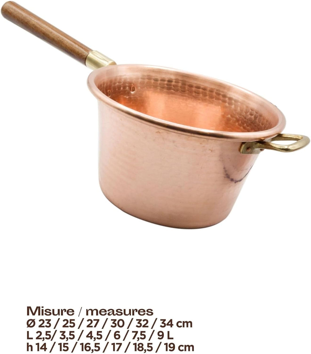 CREARTISTIC 100% Made in Italy kupfertopf - Kessel aus massivem Kupfer 32 cm - für Polenta - mit Hol
