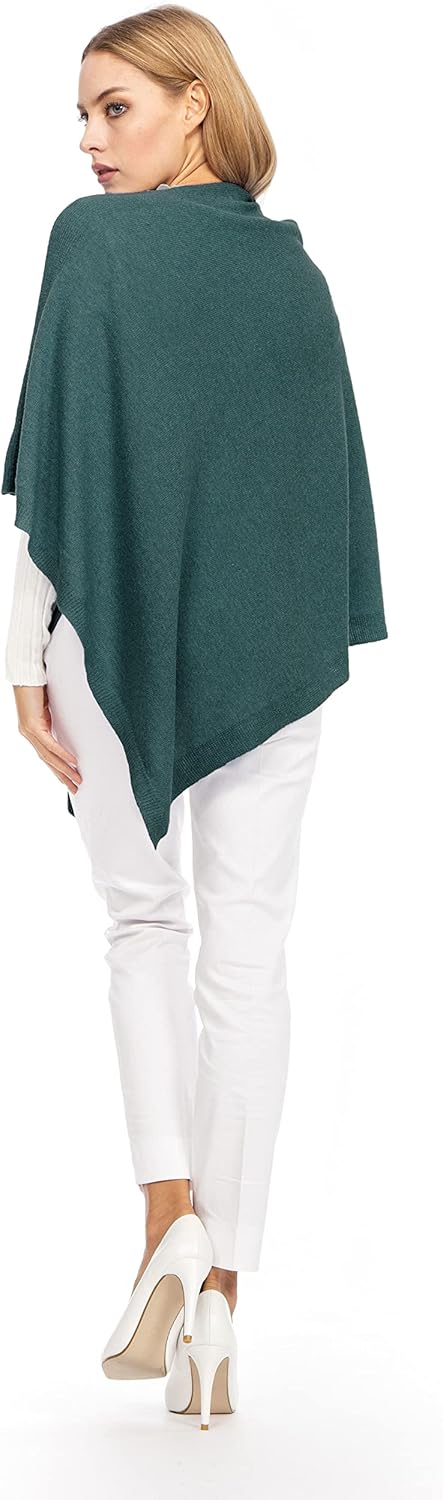 Marine Cashmere - Poncho aus Kaschmir-Mischgewebe für Damen, zart und weich, aus Kaschmir Grünesgrün