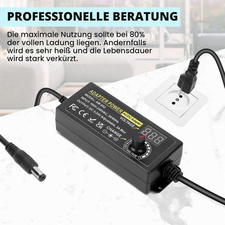 72W Universal Einstellbares Netzteil Adapter 100V-240V AC to DC 3V-24V 3A Konverter Netzteil,Einstel