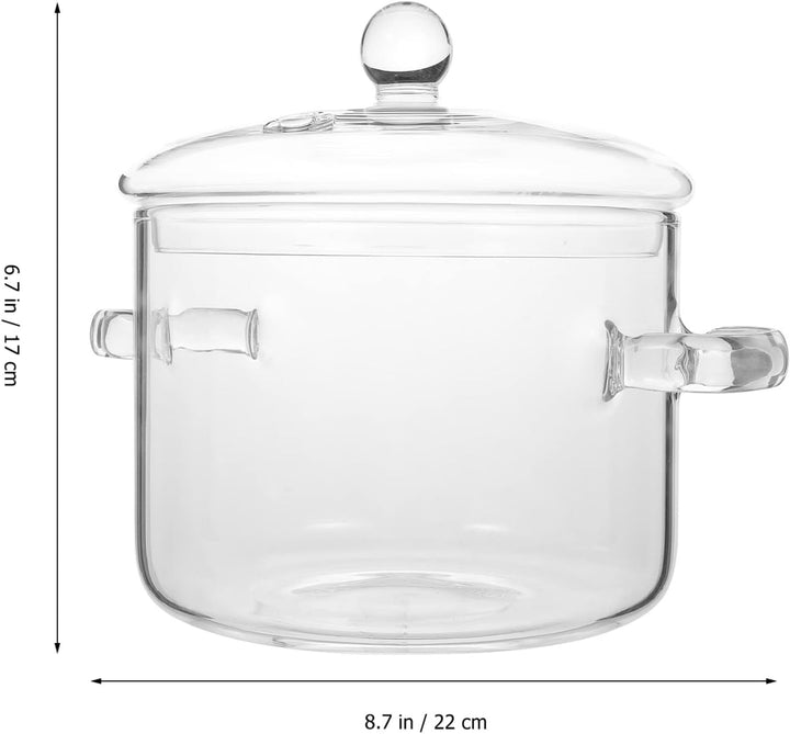Topf Kochtopf mit Deckel für, hochwertiges Borosilikatglas, Kochtopf Auflaufform 22X17CM, 22X17CM