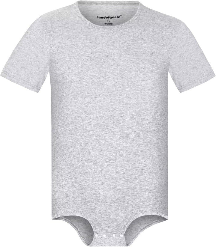 Landofgenie Männer Kurzarm Strampler Pyjama Bodysuit One Piece Strampler XS Hellgrau, XS Hellgrau