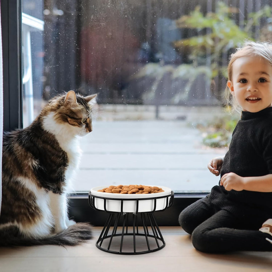 Antischlingnapf für Katzen, katzennapf keramik mit Metallständer, Leicht zu reinigen katzennapf erhö