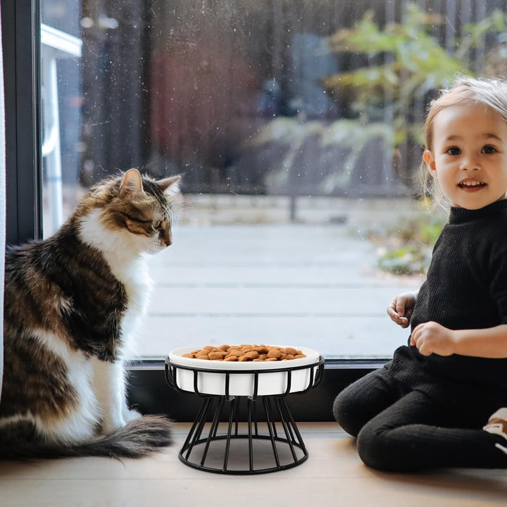 Antischlingnapf für Katzen, katzennapf keramik mit Metallständer, Leicht zu reinigen katzennapf erhö