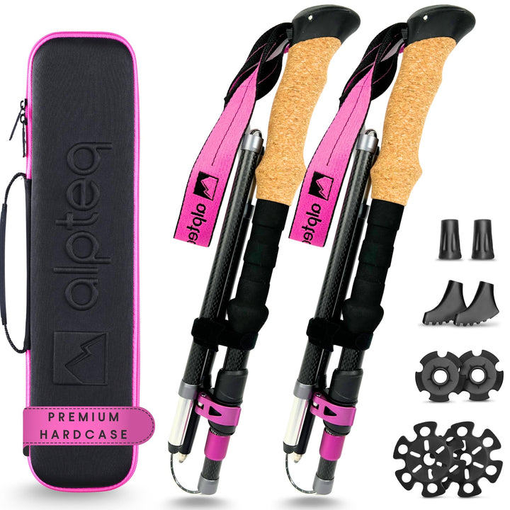 Wanderstöcke faltbar Carbon oder Aluminium mit Korkgriff | Bergsport Trekkingstöcke | Nordic Walking