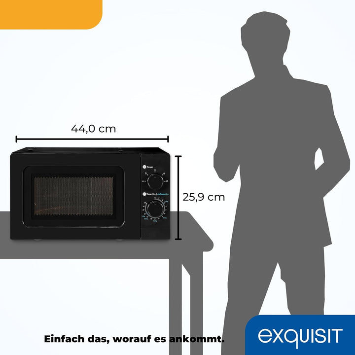 Exquisit Mikrowelle WP 700 J17-3 sw | 700 W Leistung | 20 L Garraum | Unterbau | Schwarz | Mikrowell