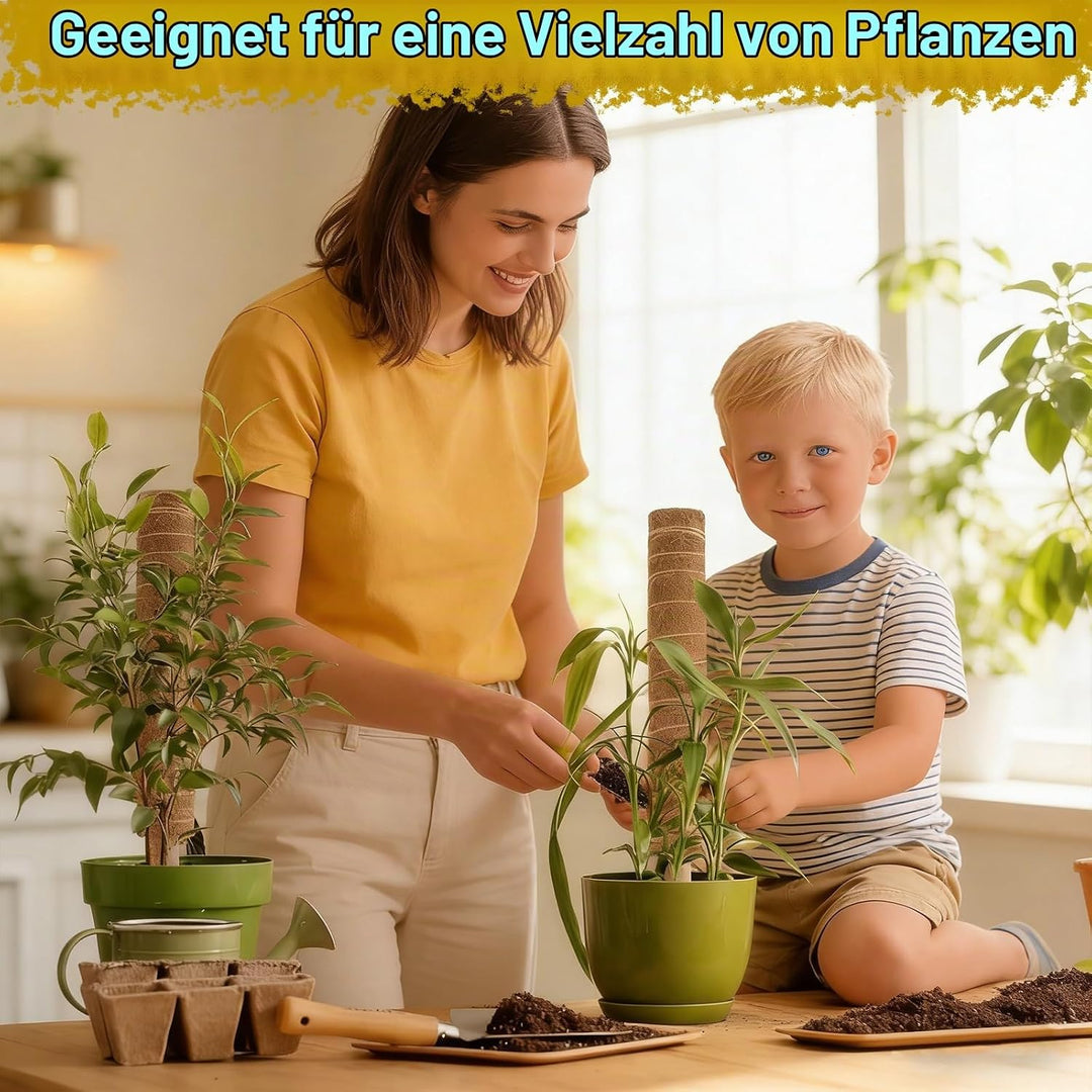 4 Stück 40CM Monstera Rankhilfe Moosstab Pflanzenstütze, Pflanzenstab für Monstera, Handmade Coco Co