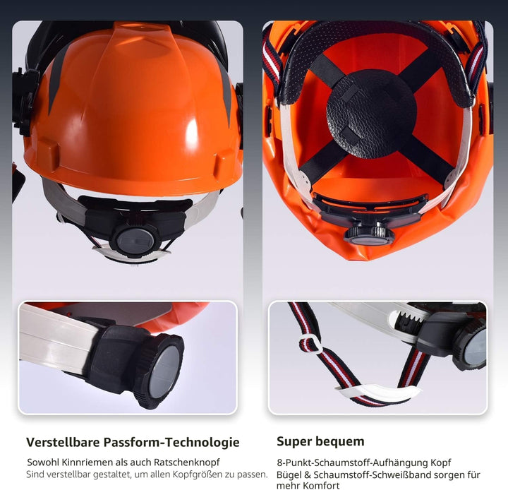 SAFEYEAR Pro Forestry Kettensägen-Schutzhelm mit verstellbaren 27SNR-Ohrenschützern, Netzvisier. M-5