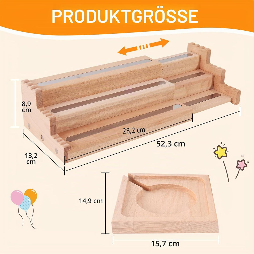 Expendable Wooden Tonie Shelf with Storage Steps - Extendable 3-Slot Organiser for Tonieboxes and To