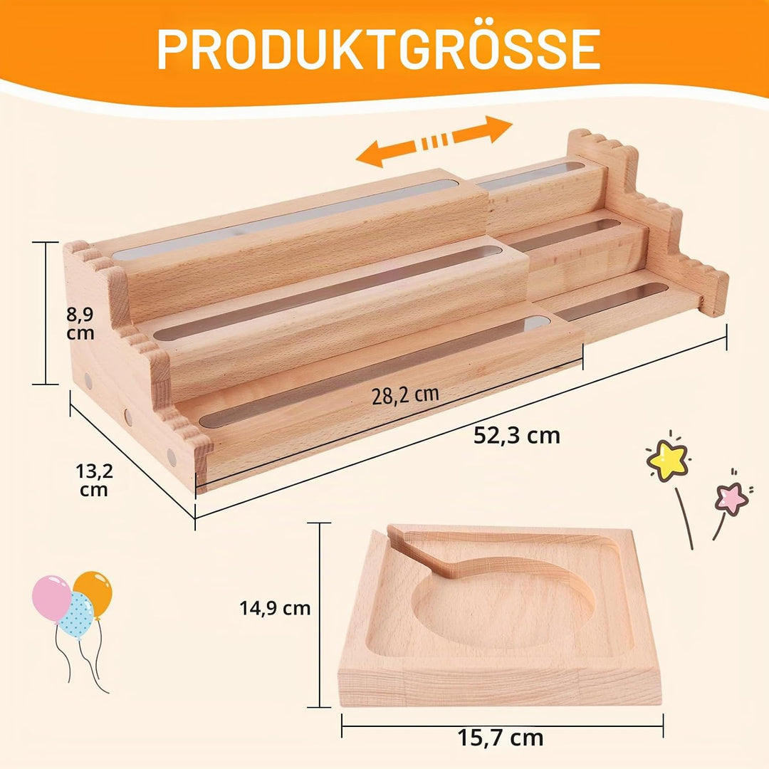 Expendable Wooden Tonie Shelf with Storage Steps - Extendable 3-Slot Organiser for Tonieboxes and To
