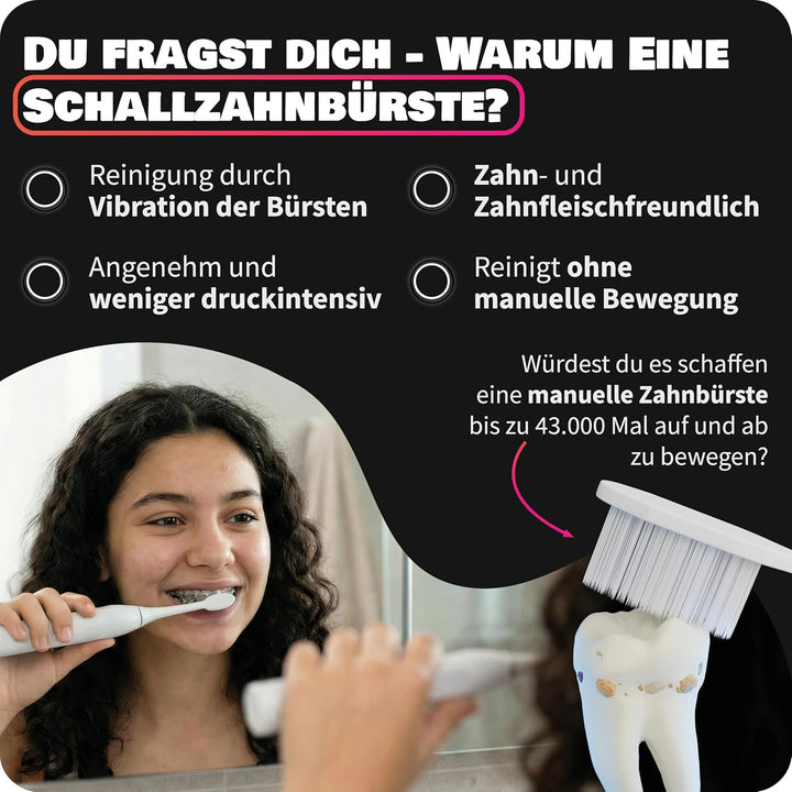 Zahnheld® Super-Set, elektrische Schallzahnbürste GERO + Munddusche AQUADENT | inkl. Bürstenkopf & R