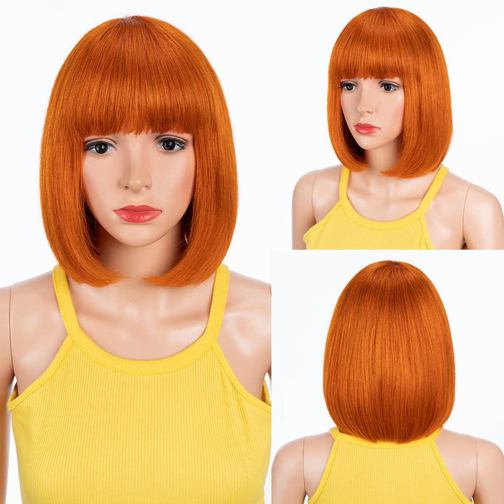 DÉBUT Echthaar Perücke mit Pony kurz Perücke Bob Pixie 10A brasilianisches Virgin Remy Hair 25cm 103