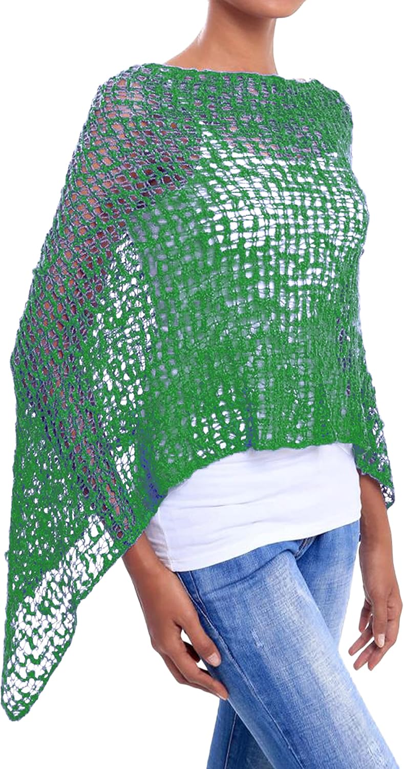 JOPHY & CO. Damen-Poncho aus Netzstoff, Strickoptik, schulterfrei, für Sommer und Frühling, leicht u