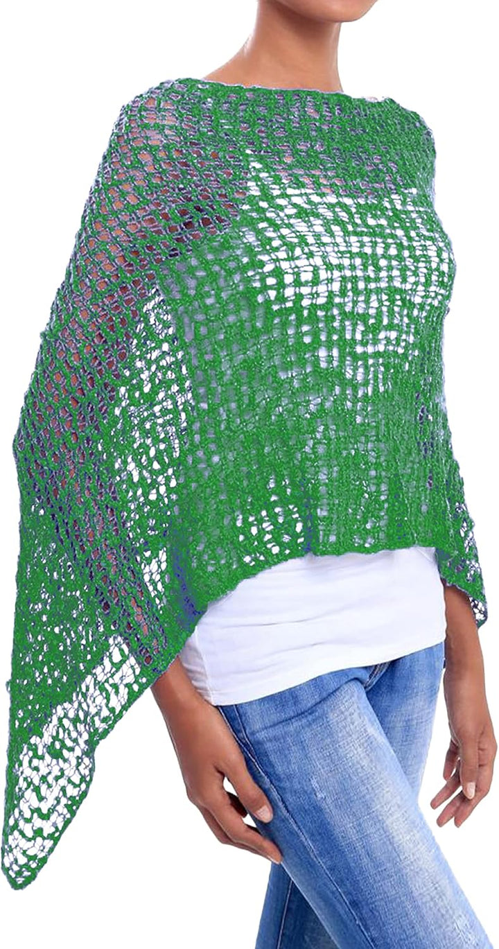 JOPHY & CO. Damen-Poncho aus Netzstoff, Strickoptik, schulterfrei, für Sommer und Frühling, leicht u