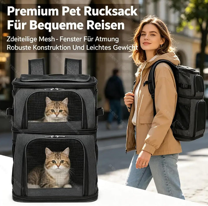 Katzenrucksack Grosse Katzen, Hunderucksack mit 7 Belüftungsfenstern, Zusammenklappbar Katzentranspo