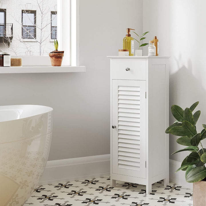 VASAGLE Badezimmerschrank, Badschrank schmal, Aufbewahrungsschrank, kleiner Schrank, mit Schublade,
