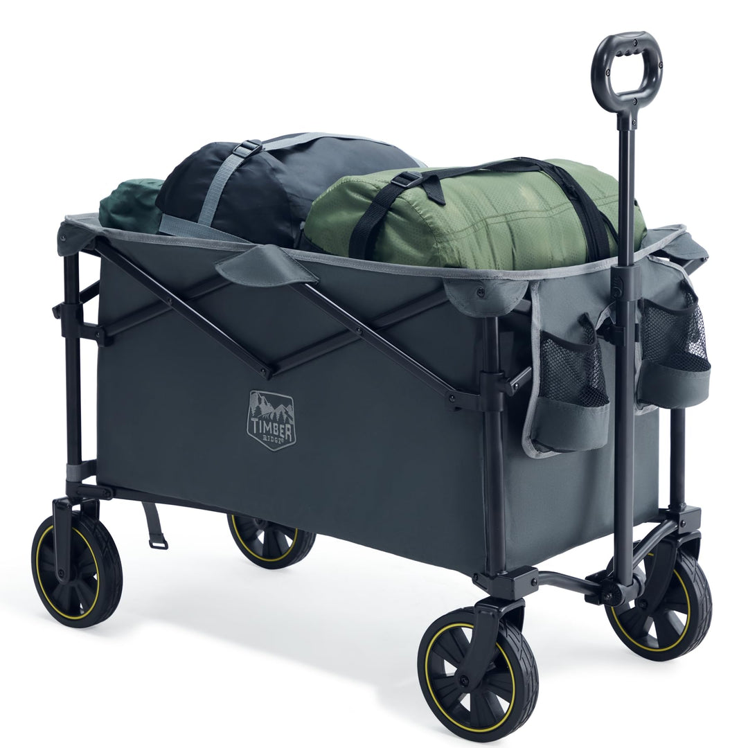 TIMBER RIDGE Bollerwagen Faltbar 200L mit Getränkehalter Verstellbarem Griff, Handwagen Transportwag