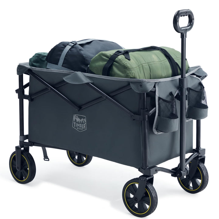 TIMBER RIDGE Bollerwagen Faltbar 200L mit Getränkehalter Verstellbarem Griff, Handwagen Transportwag