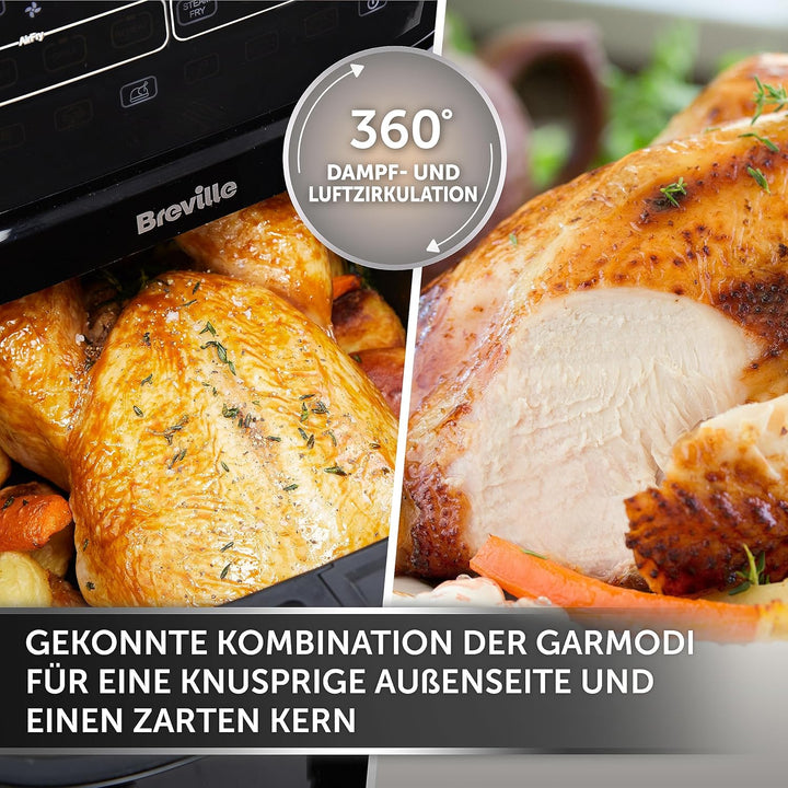 Breville Halo Dampf-Heissluftfritteuse | Digitale 7-Liter-Heissluftfritteuse mit SteamFry-Technologi