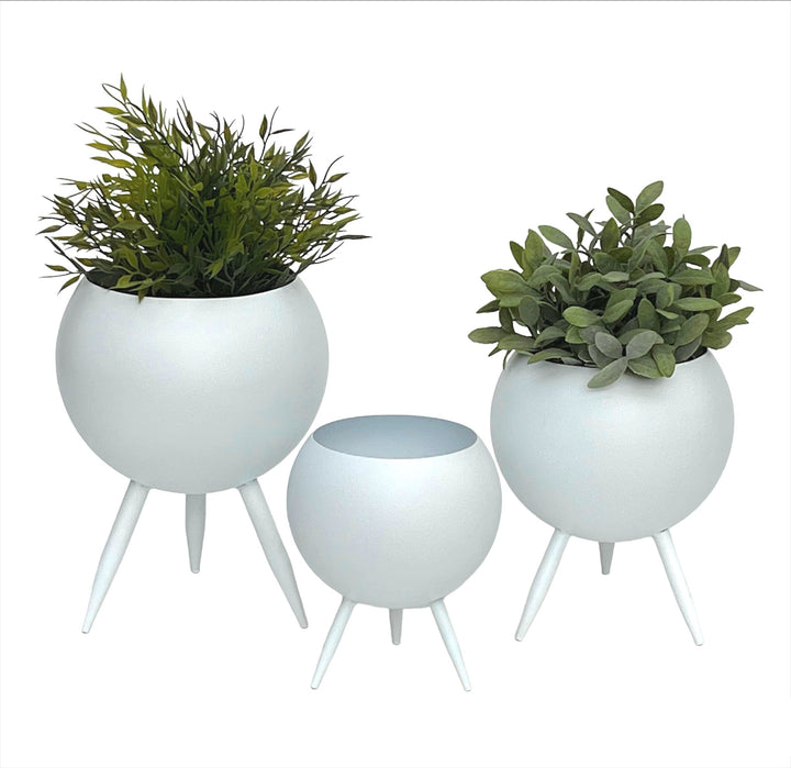 DanDiBo Blumenhocker Metall mit Topf Weiss Blumenständer 96259 3er Set Blumensäule Modern Pflanzenst