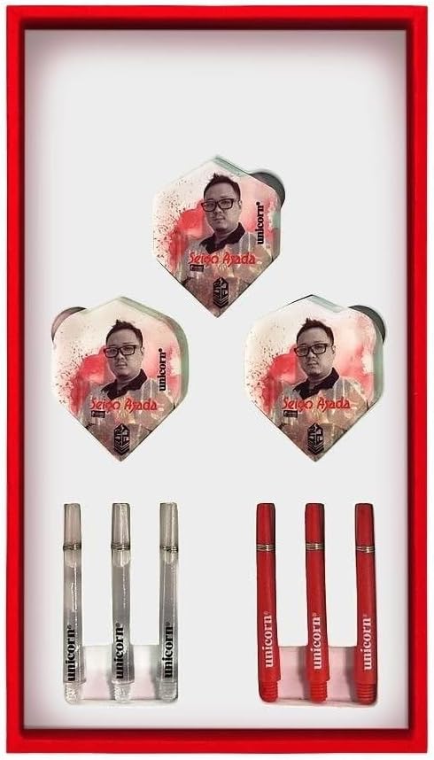 Unicorn Seigo Asada-Maestro 90% Tungsten Natural Dartpfeile mit Stahlspitze 25 g rot / schwarz, 25 g