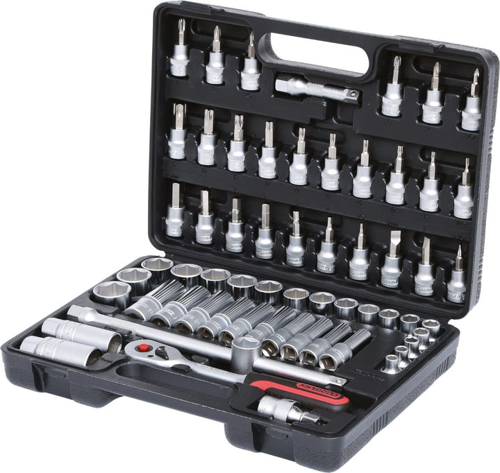 KS Tools 911.0661 3/8 Zoll Steckschlüssel-Satz | inklusive Umschaltknarre, 45-Zahn | matt satiniert