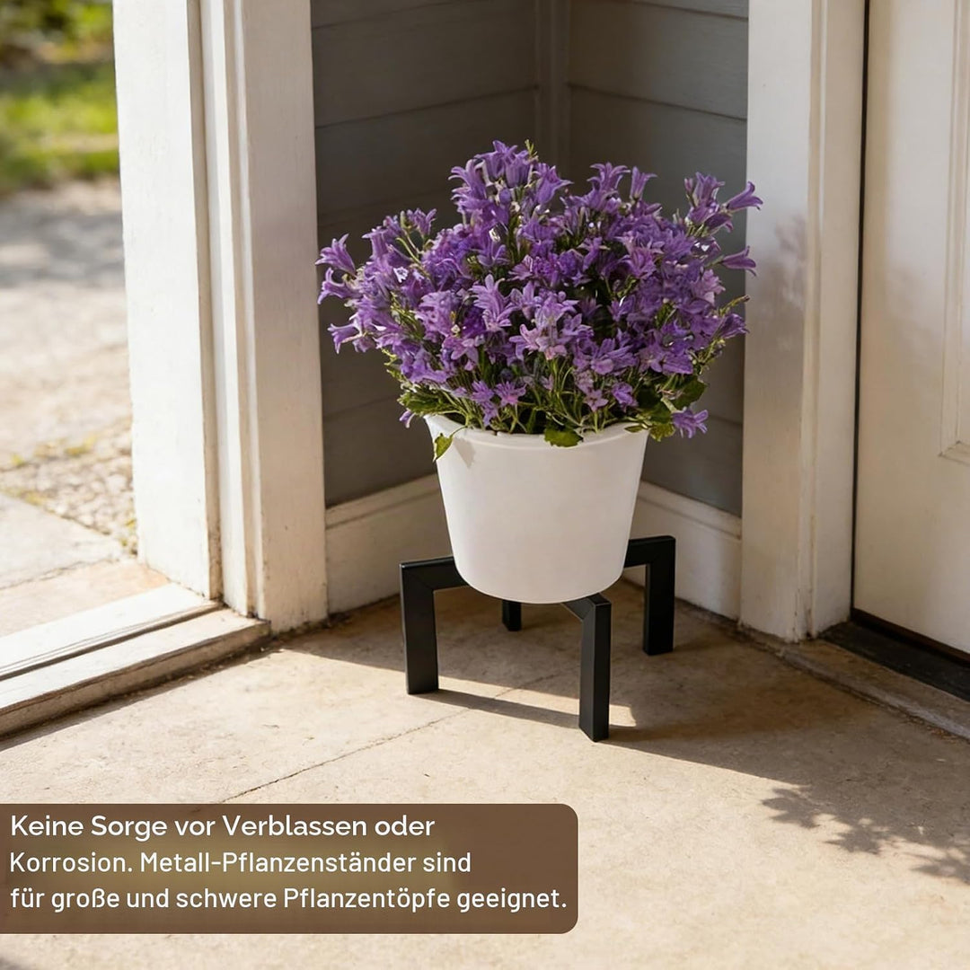 Pflanzenständer, Blumenständer Pflanzenhocker, Erhöhungsständer 19cm Höhe Metall Schwarz Stabil für
