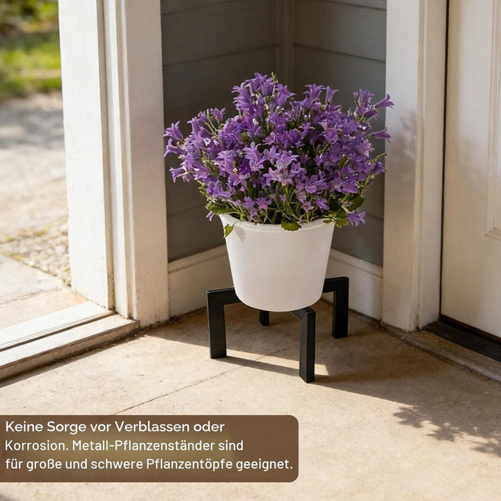 Pflanzenständer, Blumenständer Pflanzenhocker, Erhöhungsständer 19cm Höhe Metall Schwarz Stabil für