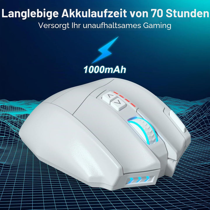 Gamspeed V8 Pro Gaming Maus Kabellos 2,4G, 16000DPI Wired/Wireless RGB MMO Gaming Maus, mit Chroma R