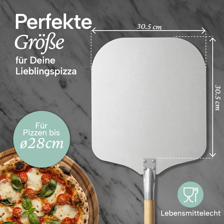 Blumtal Pizzaschieber mit grosser Fläche und abnehmbaren Griff - 30,5cm x 30,5cm Pizzaschaufel Alumi