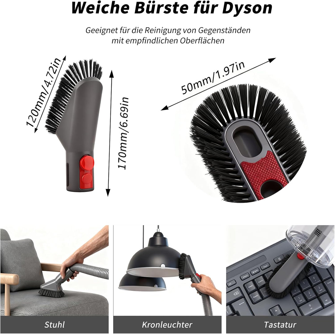 6 Stück Aufsatz für Dyson Staubsauger V7 V8 V10 SV10 V11 SV11 und V15, Bürste Ersatzteile für Dyson