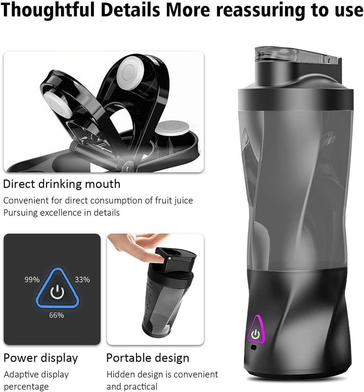 Smoothie Maker to Go, 700ml Tragbarer Mixer, Portable Blender mit 6-Klingen Edelstahl, Mini Mixer fü