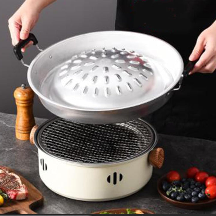 Thai BBQ Grillpfanne, Mookata Thai Steakgrill Holzkohlepfanne Aluminium Grillpfanne Hot Pot für Fami