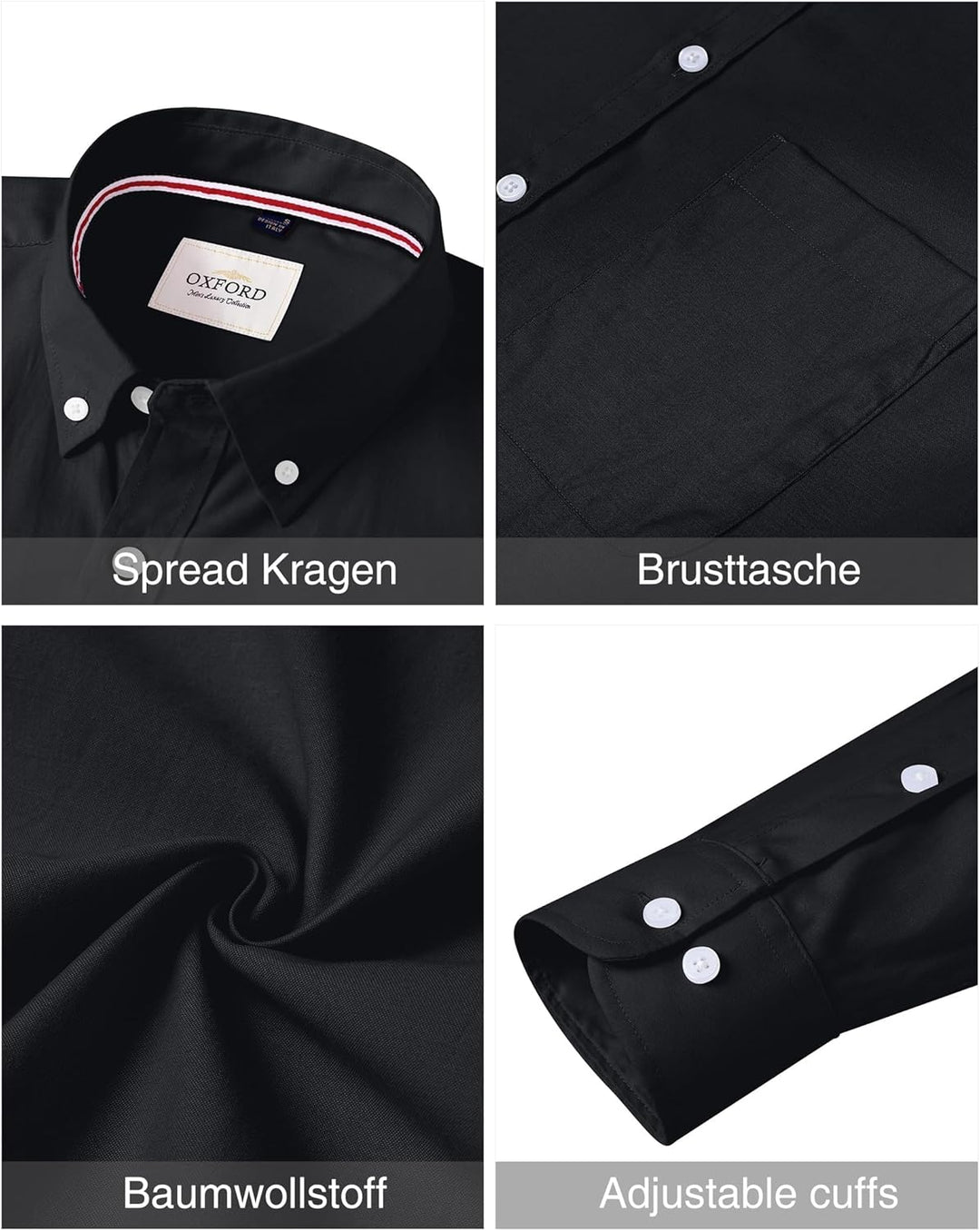 J.VER Oxford Herren Hemd Regular Fit Hemd Langarm Bügelleicht Casual Hemd aus Oxford Button Down Hem