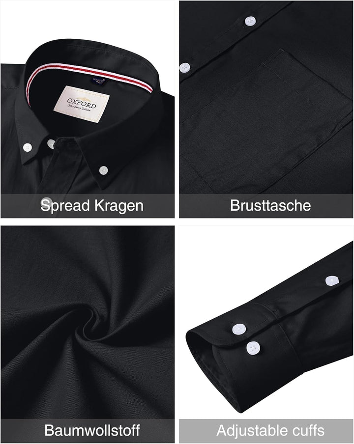 J.VER Oxford Herren Hemd Regular Fit Hemd Langarm Bügelleicht Casual Hemd aus Oxford Button Down Hem