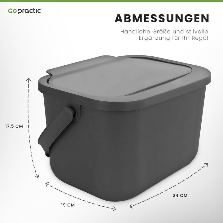 Go Practic Biomülleimer Küche Geruchsdicht Luftdichter Mülleimer Klein mit Deckel Mülltrennsystem fü