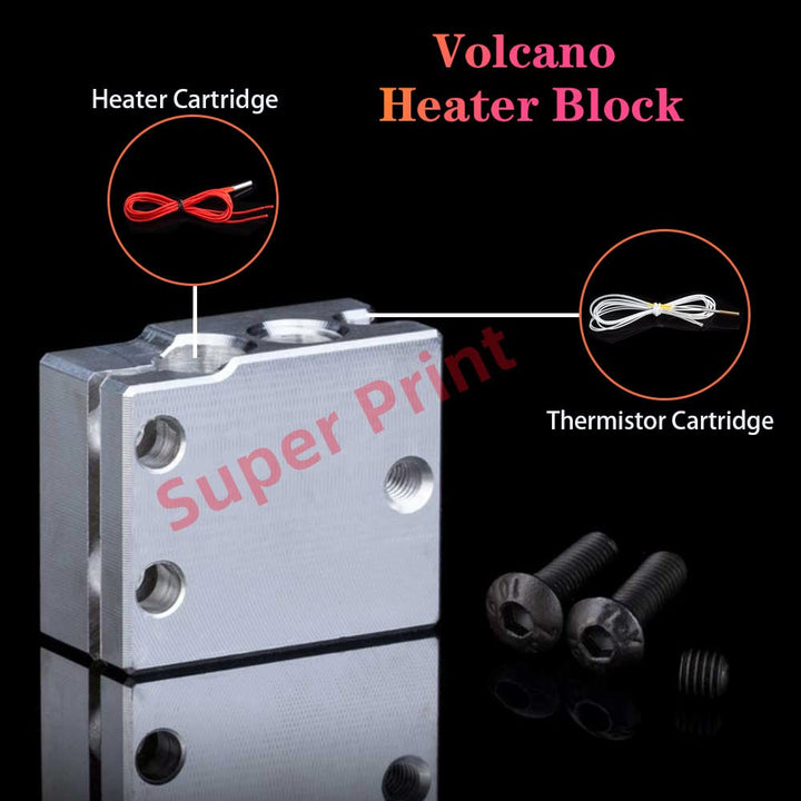 Super Print V6 Volcano Hotend,HeatSink,Heater Block,Titanium Alloy Heatbreak,Hardened Steel Nozzle,f