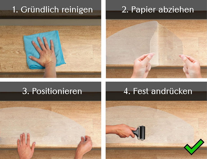 cocofy Stufenmatten innen transparent 16x XXL (65x25 cm), Treppen Rutschschutz antirutsch Treppenstu