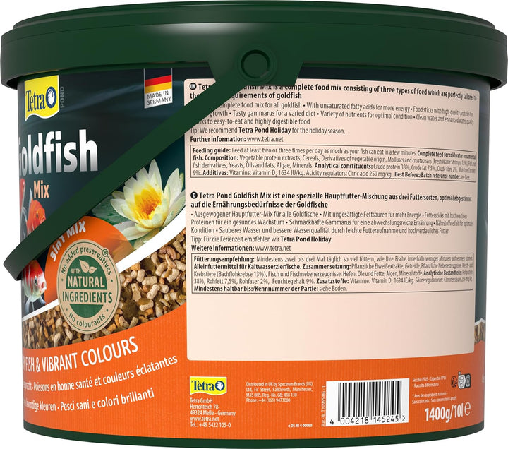 Tetra Pond Goldfish 3in1 Mix - Fischfutter-Mischung aus Flocken, Sticks und Gammarus für alle Goldfi