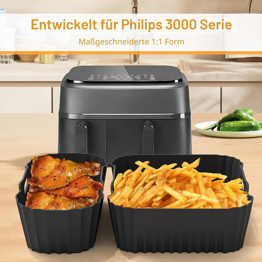 Airfryer Zubehör für Philips Dual Basket Airfryer 3000 Serie NA350, Heissluftfritteuse Zubehör inklu