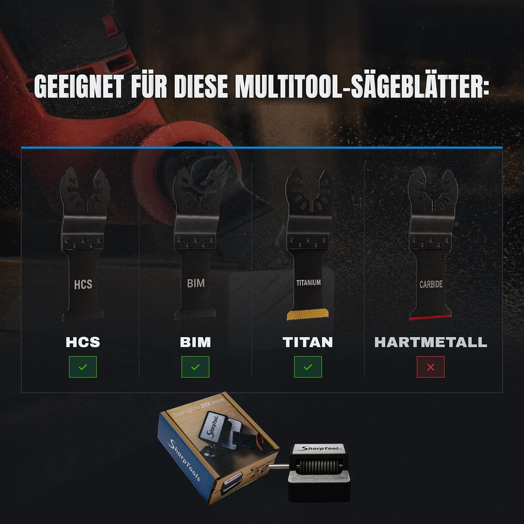 SharpTool 2.0 Schärfer für Multitool Sägeblätter - Präzisions-Schärfer für Bohrmaschine zum Nachschä