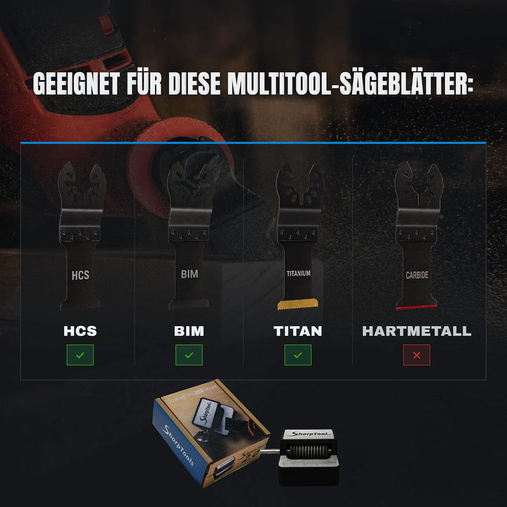 SharpTool 2.0 Schärfer für Multitool Sägeblätter - Präzisions-Schärfer für Bohrmaschine zum Nachschä