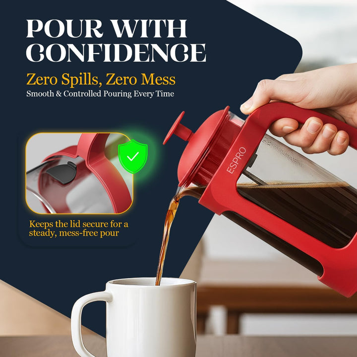 ESPRO Light P3 French Press Kaffeebereiter – Patentierter Doppel-Mikrofilter für partikelfreien Kaff